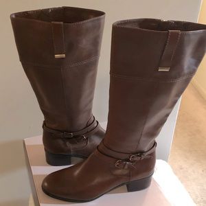 Cognac tall wide leg boots